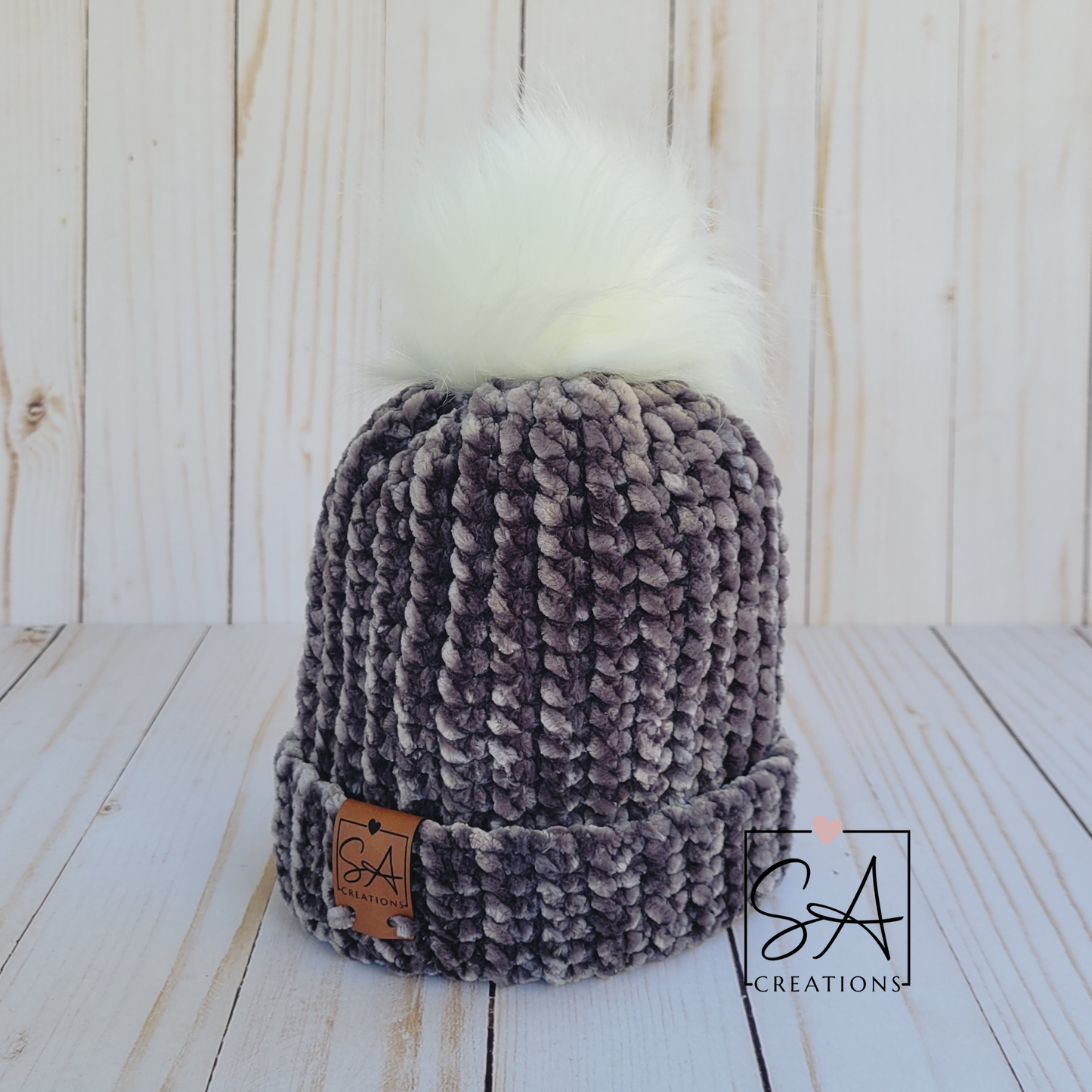 Velvet Baby Beanies with White Pom Pom