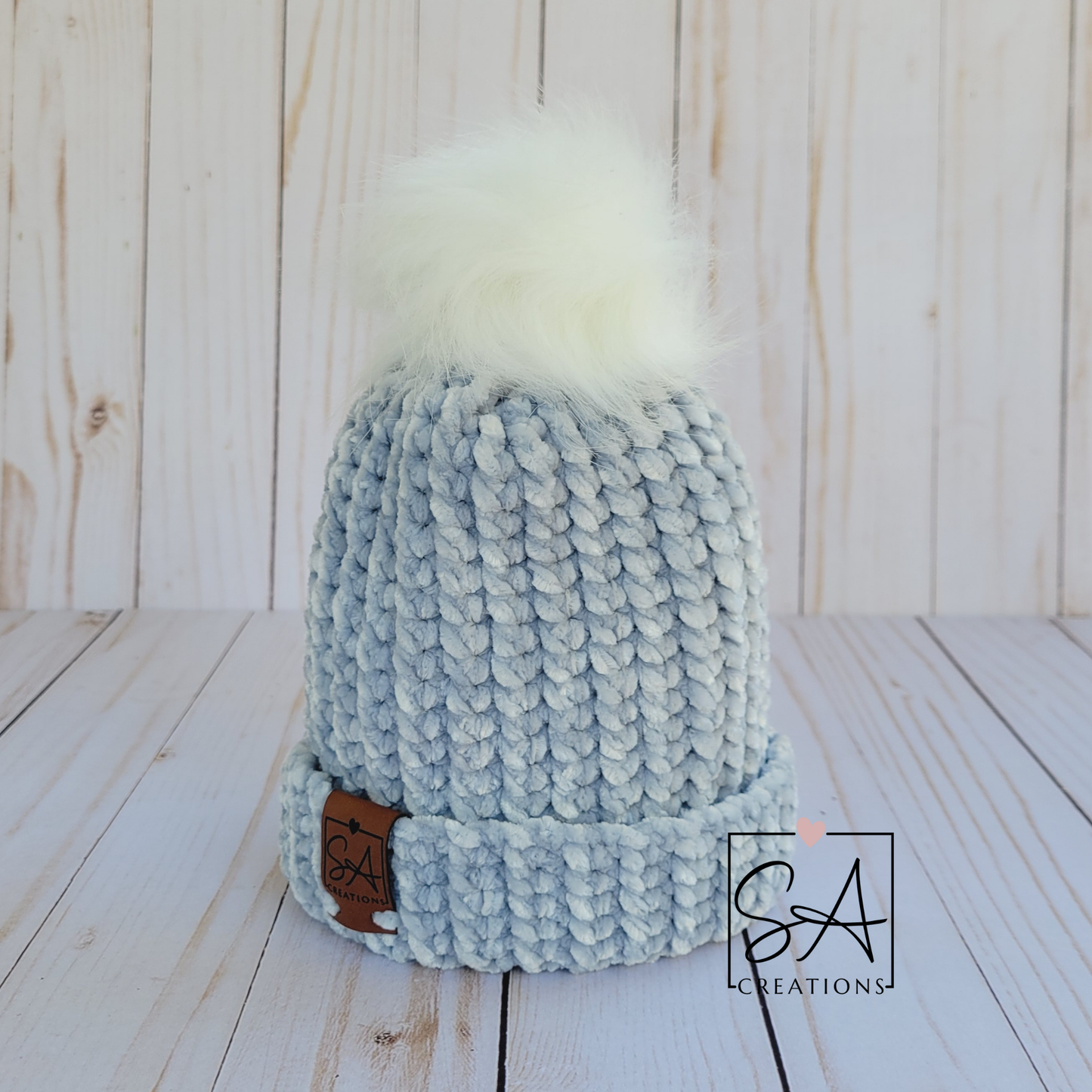 Velvet Baby Beanies with White Pom Pom