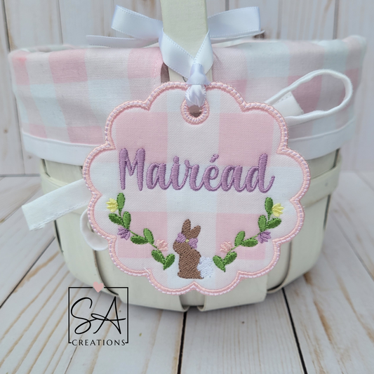 Personalized Pink Easter Basket Tag