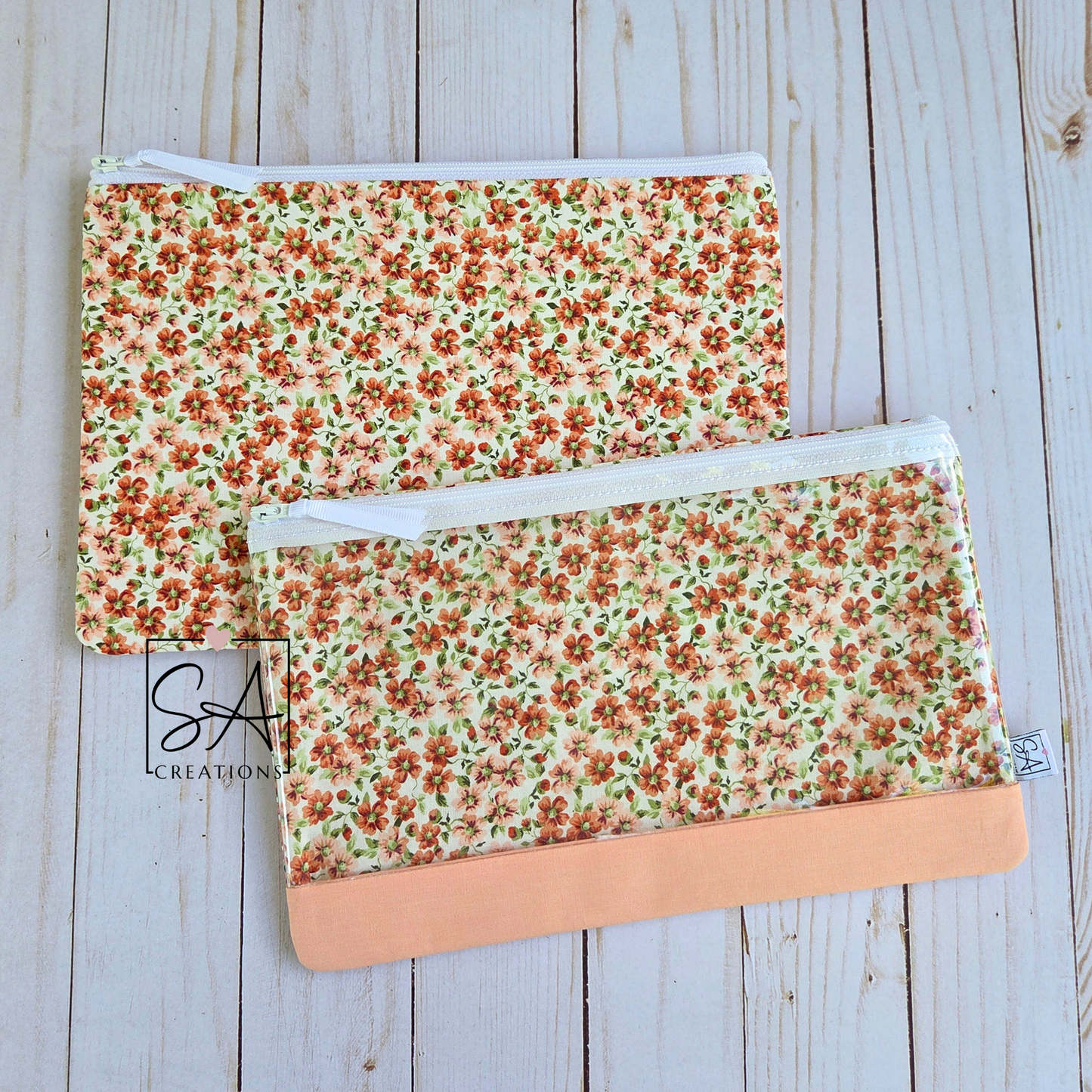 Peach Floral See Through Bag
